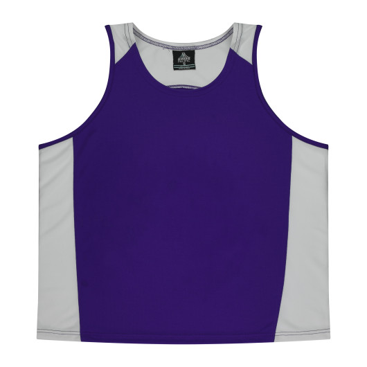 Mens Premier Sports Singlets Purple White